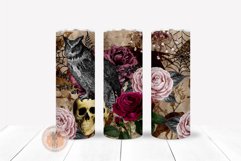 Goth Skinny Tumbler, Halloween Design PNG, Skinny Tumbler 20 OZ, Halloween Tumbler, Skull And Roses, Horror Tumbler Decal, Floral Tumbler Wrap, Straight And Tapered, Glitter Waterslide, Vintage Printable, Sublimation Tumbler, V Split Tumbler PNG Owl