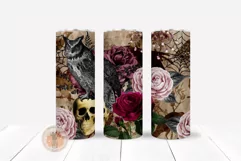 Goth Skinny Tumbler, Halloween Design PNG, Skinny Tumbler 20 OZ, Halloween Tumbler, Skull And Roses, Horror Tumbler Decal, Floral Tumbler Wrap, Straight And Tapered, Glitter Waterslide, Vintage Printable, Sublimation Tumbler, V Split Tumbler PNG Owl