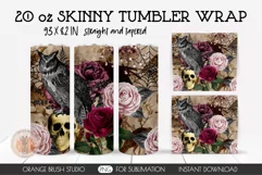 Goth Skinny Tumbler Design, Halloween Sublimation Tumbler Wrap, Skinny Tumbler 20 OZ, Halloween Skull Tumbler Design, Skull And Roses, Horror Tumbler Decal, Floral Tumbler Wrap PNG, Straight And Tapered, Sublimation Waterslide, Vintage Printable PNG