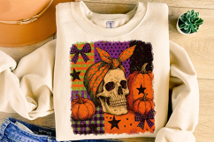 Halloween Skeleton PNG, Halloween Skull PNG, Coquette Bow Product Image 4
