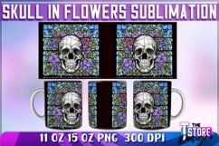 Skull in Flowers Mug Sublimation | 11oz 15oz Mug | PNG File Product Image 3