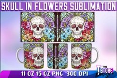 Skull in Flowers Mug Sublimation | 11oz 15oz Mug | PNG File Product Image 1