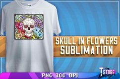 Skull in Flowers Sublimation | T-Shirt Design | PNG FileSkul Product Image 1