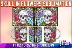 Skull in Flowers Mug Sublimation | 11oz 15oz Mug | PNG File Product Image 1