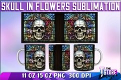 Skull in Flowers Mug Sublimation | 11oz 15oz Mug | PNG File Product Image 5