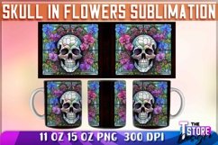 Skull in Flowers Mug Sublimation | 11oz 15oz Mug | PNG File Product Image 1