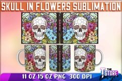 Skull in Flowers Mug Sublimation | 11oz 15oz Mug | PNG File Product Image 1