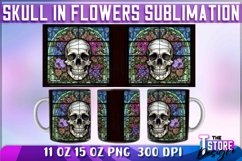 Skull in Flowers Mug Sublimation | 11oz 15oz Mug | PNG File Product Image 7