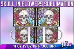 Skull in Flowers Mug Sublimation | 11oz 15oz Mug | PNG File Product Image 2