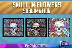 Skull in Flowers Sublimation | T-Shirt Design | PNG FileSkul Product Image 2