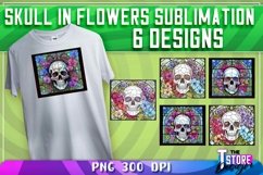 Skull in Flowers Sublimation | T-Shirt Design | PNG FileSkul Product Image 1