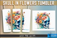 Skull Flowers Sublimation | 20 Oz Straight Skinny Tumbler Product Image 1