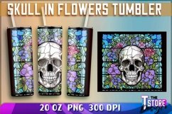 Skull in Flowers Tumblers Wrap 20 oz | PNG 300 DPI |PNG File Product Image 3