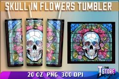 Skull in Flowers Tumblers Wrap 20 oz | PNG 300 DPI |PNG File Product Image 1