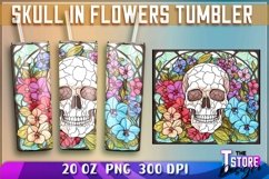 Skull in Flowers Tumblers Wrap 20 oz | PNG 300 DPI |PNG File Product Image 1