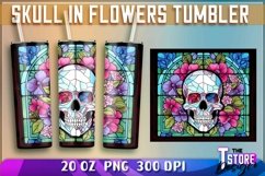 Skull in Flowers Tumblers Wrap 20 oz | PNG 300 DPI |PNG File Product Image 1