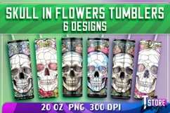 Skull in Flowers Tumblers Wrap 20 oz | PNG 300 DPI |PNG File Product Image 1