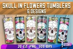 Skull in Flowers Tumblers Wrap 20 oz | PNG 300 DPI |PNG File Product Image 1