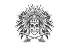 Skull in War Bonnet and Arrows Tattoo Product Image 1