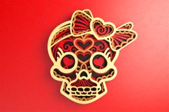 3D Layered Skull with Heart Eyes and Heart Bow Laser Cutting Product Image 4