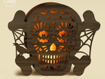 Cut Skull Lantern &amp; Night Light SVG - Halloween Decor Product Image 2