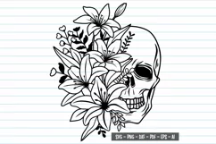 Skull Flowers Svg, Skull Svg, Lily Svg Cut Files Product Image 1