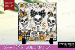 Skull Mama Halloween Slate PNG Spooky Season Square Slate Product Image 1