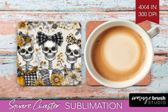 Skull Mama Halloween Square Coaster Spooky Season Coaster Product Image 1
