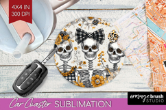 Skull Mama Halloween Car Coaster Spooky Season Coaster PNG Product Image 1