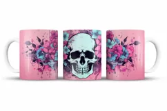 Skull Mug Wrap Sublimation Designs, Skull Tree Mug, Skull Png