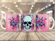 Skull Mug Wrap Sublimation Designs, Skull Tree Mug, Skull Png
