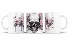 Skull Mug Wrap Sublimation Designs, Skull Tree Mug, Skull Png