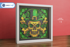 Skull of Fortune 3D Shadow Box - Skull 3D Paper Craft Product Image 2