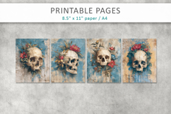 skull junk journal pages, grunge halloween paper Product Image 2