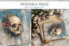 skull junk journal pages, grunge halloween paper Product Image 4