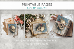 skull junk journal pages, grunge halloween paper Product Image 5