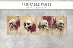 skull junk journal pages, grunge skull paper Product Image 2