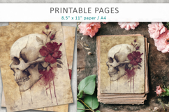 skull junk journal pages, grunge skull paper Product Image 3