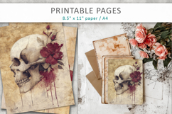 skull junk journal pages, grunge skull paper Product Image 5