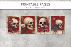 skull junk journal pages, grunge skull papers Product Image 2