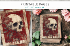 skull junk journal pages, grunge skull papers Product Image 1