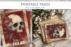 skull junk journal pages, grunge skull papers Product Image 4