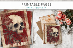skull junk journal pages, grunge skull papers Product Image 5
