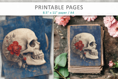 skull junk journal pages, grunge papers Product Image 3