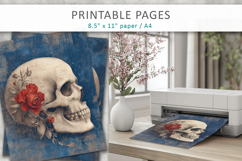skull junk journal pages, grunge papers Product Image 4