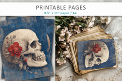 skull junk journal pages, grunge papers Product Image 5