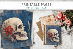 skull junk journal pages, grunge papers Product Image 1