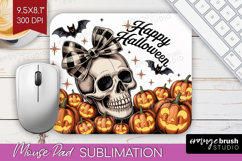 Skull Pumpkin Halloween Mouse Pad Sublimation Spooky Season Product Image 1