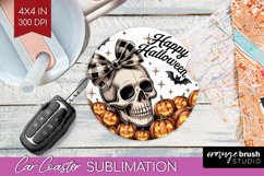 Skull Pumpkin Halloween Car Coaster Spooky Season Coaster Product Image 1