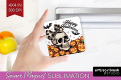 Skull Pumpkin Halloween Magnet Sublimation Spooky Season Product Image 1